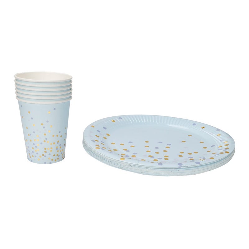 Geeklife Light Blue Gold Dots Paper Cups,Sparkly Gold Foil Disposable Paper Cups 9oz for Wedding,Party,Cocktail and Anniversary Dinner - Image 4